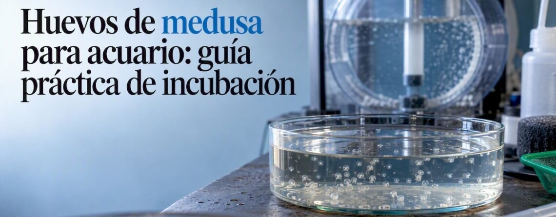Huevos de medusa en un recipiente de incubación