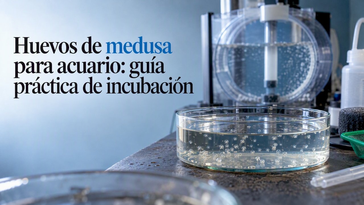 Huevos de medusa en un recipiente de incubación