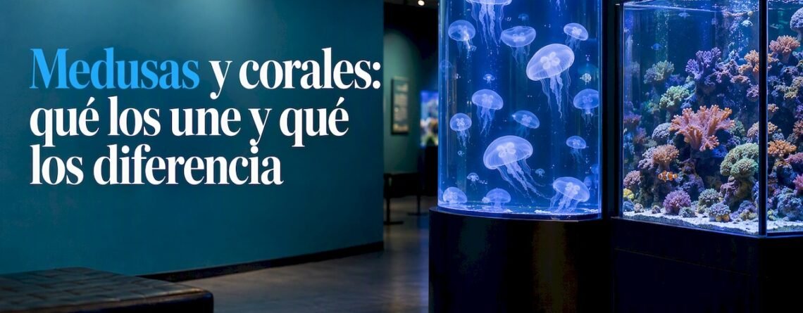 Medusas y corales en acuarios distintos