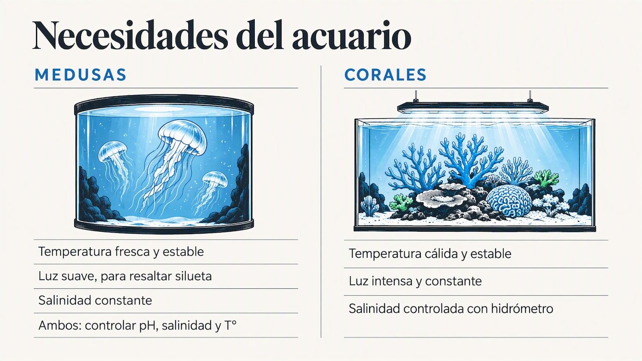 Comparación de parámetros para medusas y corales