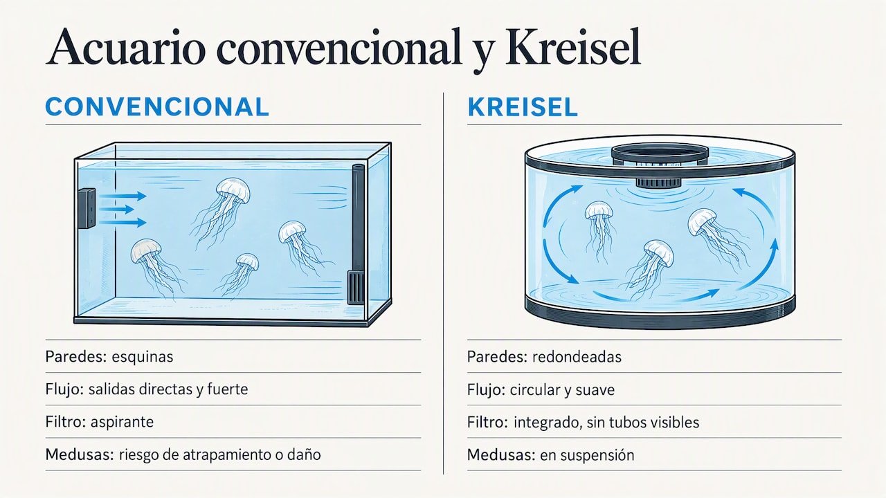 Comparación entre acuarios convencionales y Kreisel
