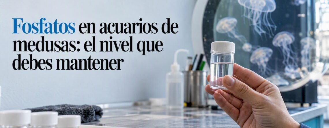 Muestra de agua al lado de un acuario de medusas
