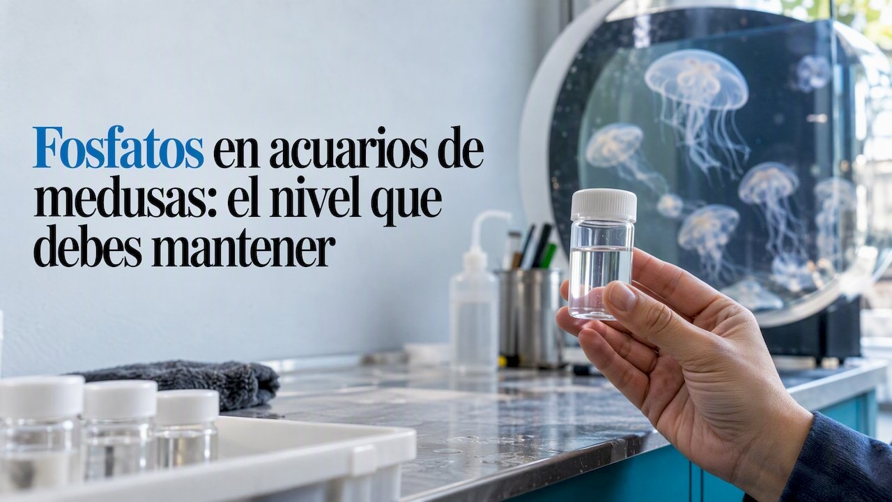 Muestra de agua al lado de un acuario de medusas