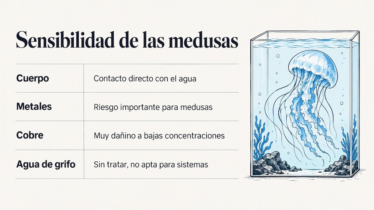 Por qué las medusas son más sensibles que un pez — overview diagram