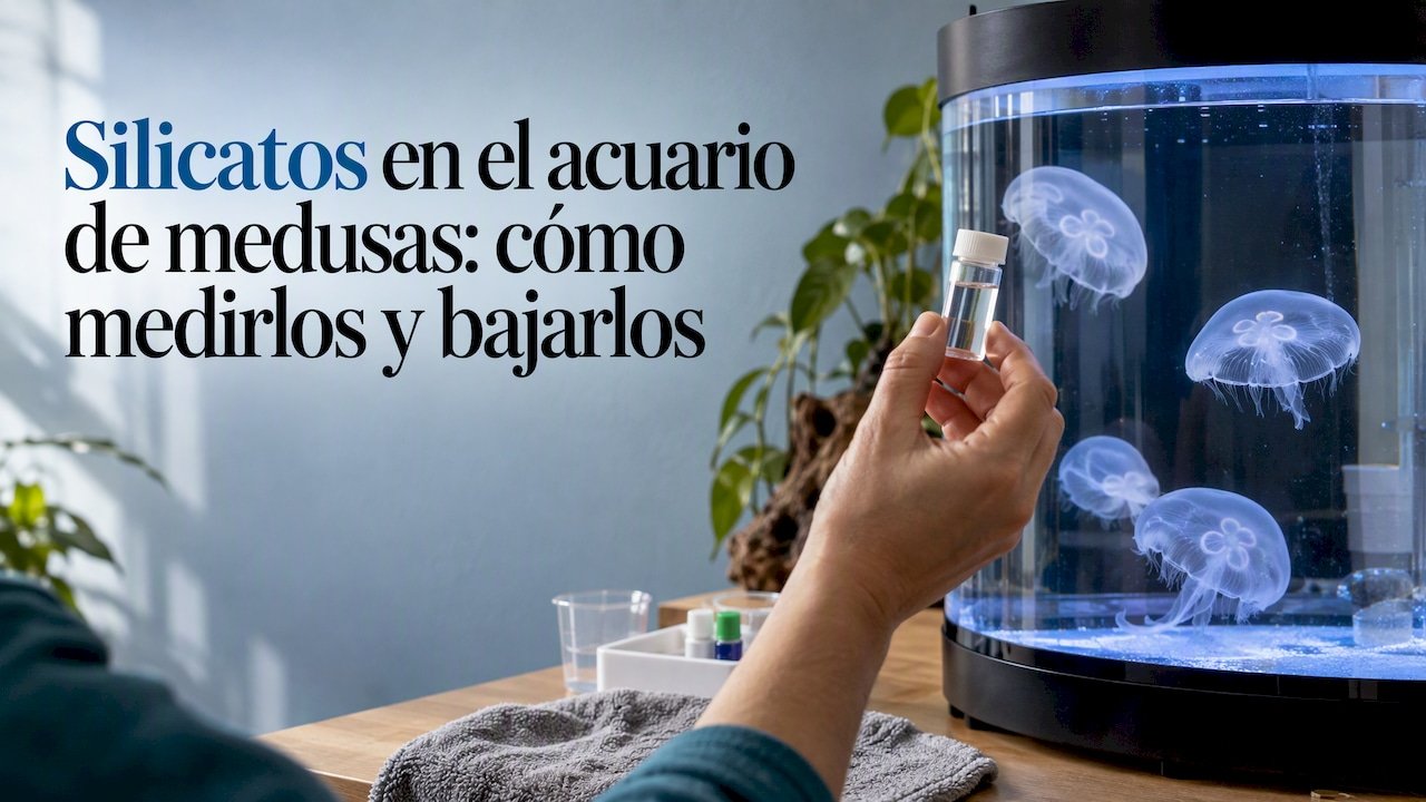 Muestra de agua junto a un tanque de medusas