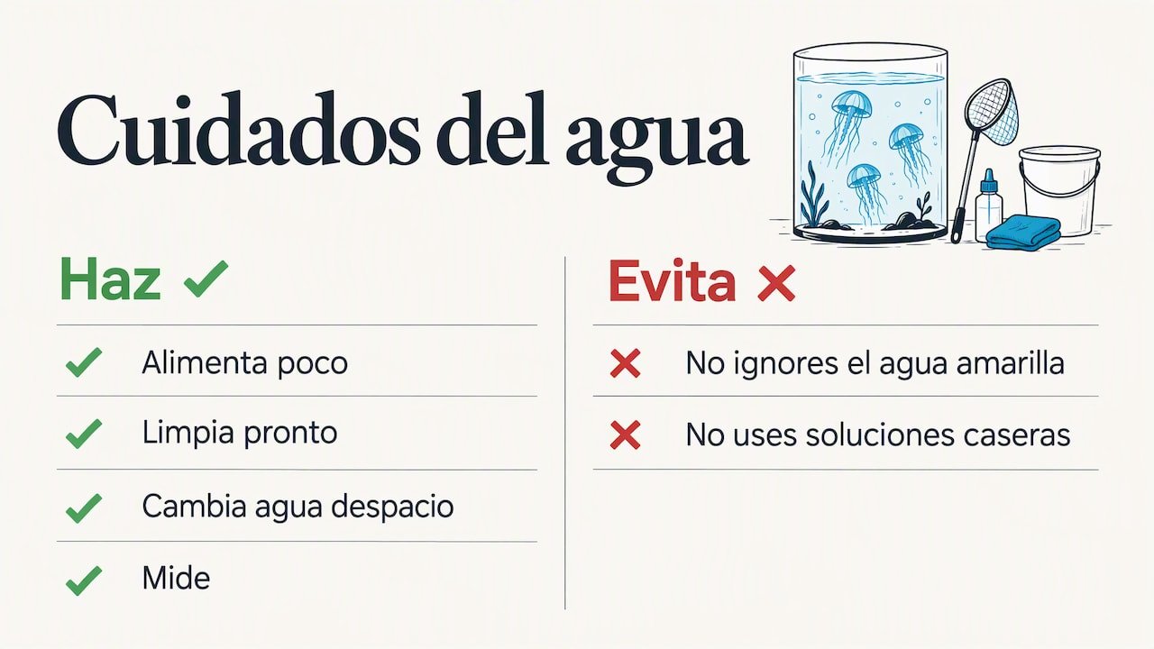Agua amarilla en el acuario de medusas: causas y solución 2 Nuestra opinión: el color del agua es una señal, no el problema — overview diagram
